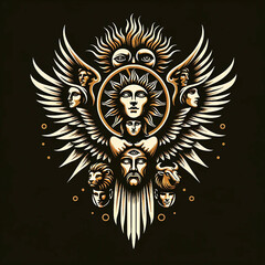 Illustration of Ayahuasca spirit, ancestral medicne. Ritual tribal ancient art.