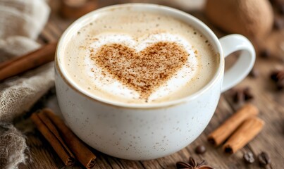 A white coffee cup featuring heart-shaped latte art