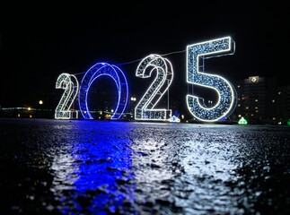 Happy New Year 2025. Numbers 2025. Happy New Year celebration concept. New Year 2025. Christmas...