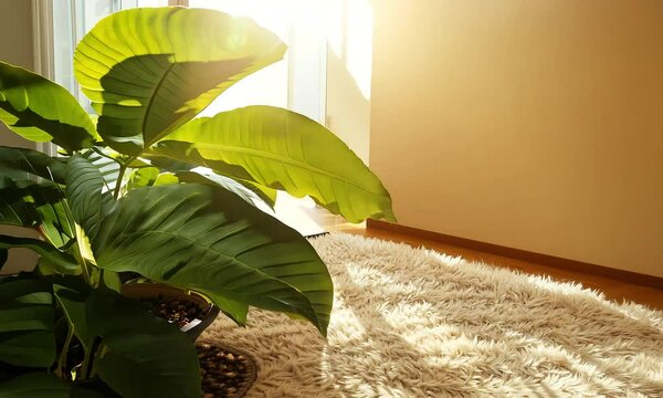 long saw carpet un tae room, echotic flower nearby