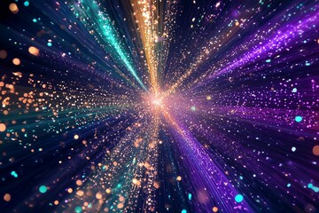 Naklejka premium Colorful light burst with sparkling particles