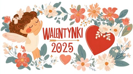 Naklejka premium Walentynki 2025 Święto Zakochanych i Miłości
