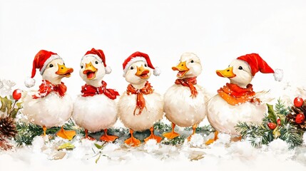 Adorable Ducklings Celebrate Christmas in a Winter Wonderland