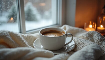 A Cozy Morning Routine With A Cup Of Coffee And A Warm Blanket By The Window