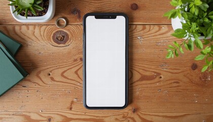 A Smartphone Mockup Displaying A Minimalist App Design On A Wooden Table