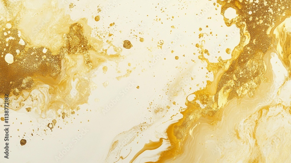 Poster elegant gold paint splashes create dynamic abstract texture background. generative ai