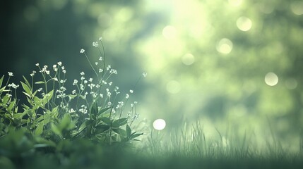 Obraz premium Beautiful bokeh effect highlighting flowers in a serene garden setting. Generative AI