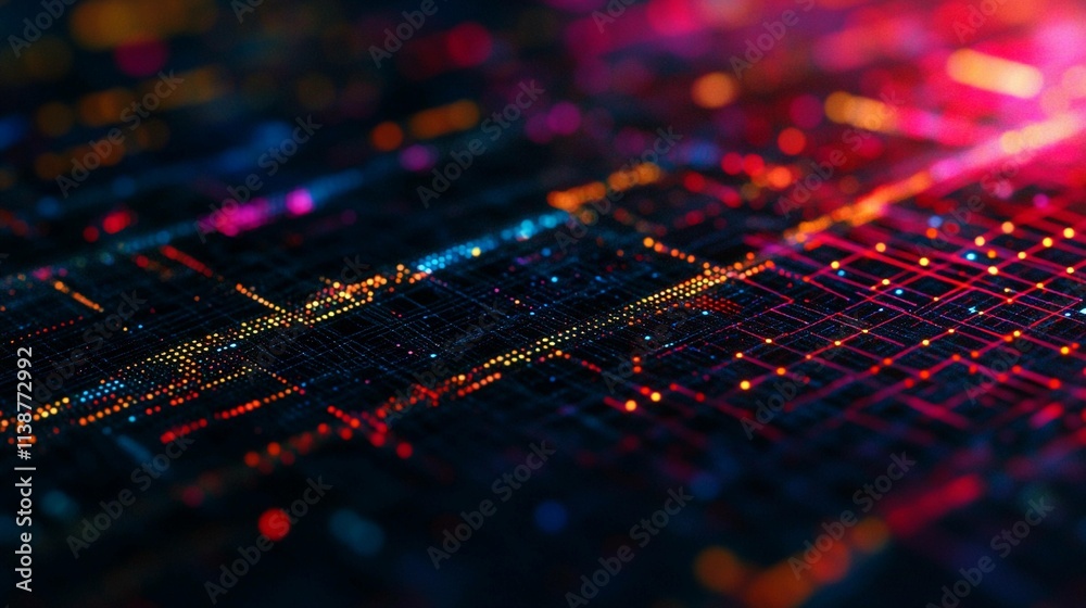 Poster abstract circuits background showcasing vibrant network patterns. generative ai