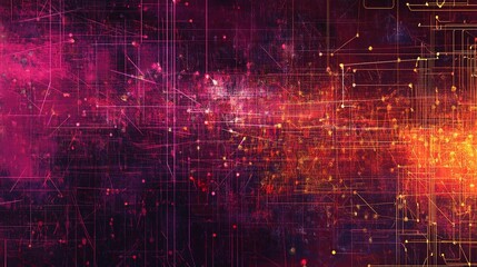 Abstract depiction of circuit networks with vibrant colors. Generative AI