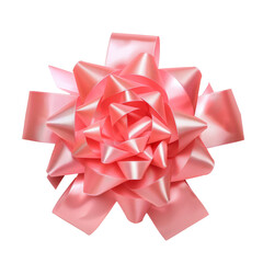 Pink gift bow, shiny star ribbon for Christmas isolated on transparent background, gift box ribbon bow