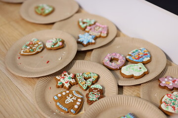 Festively Decorated Holiday Cookies Beautifully Arranged on Plates for Everyone to Enjoy