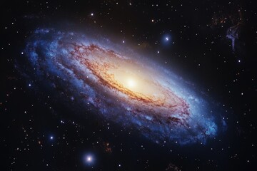 Fototapeta premium Spiral galaxy with bright blue center