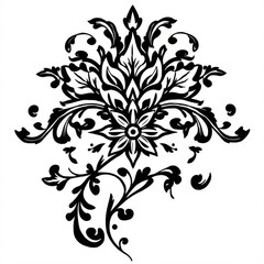 Ornate Black and White Floral Design for Decorative Use