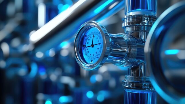 Industrial Helium Supply: Abstract Pathway of Blue Pipes in Research Laboratory Setting