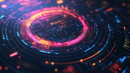 Obraz premium Abstract Digital Data Visualization Circular Pattern