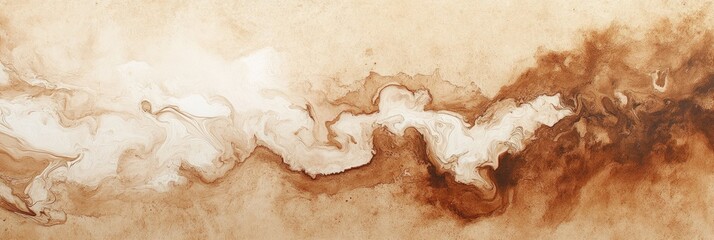 Fototapeta premium Vintage Mottled Brown Banner. Distressed Watercolor Texture on Antique Parchment with Grunge Effect
