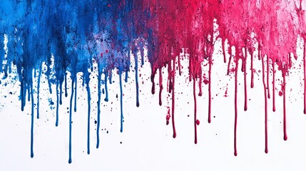 Bright watercolor blue-red stain drips. Abstract illustration on a white background. Banner for text, grunge element for decoration
