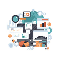 Business forecast banner. Flat vector illustration