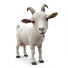 Fototapeta premium The image is a 3D rendering of a cute goat on a white background