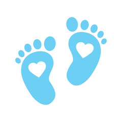 Baby boy footprints with heart icon
