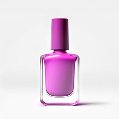 Pink nail polish bottle on white background