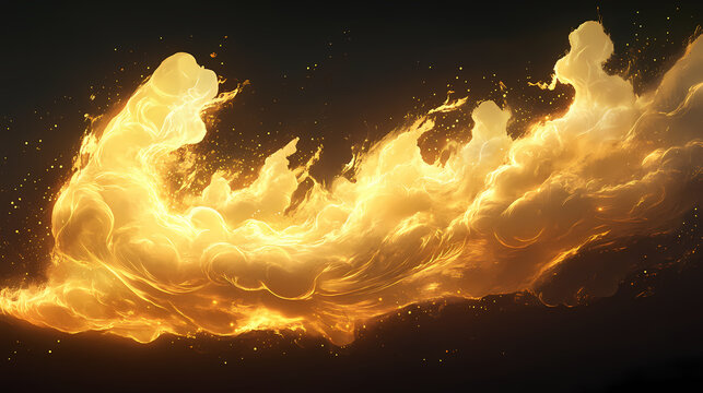 A vibrant golden cloud formation, evoking a sense of warmth and ethereal beauty. Aureate. Illustration