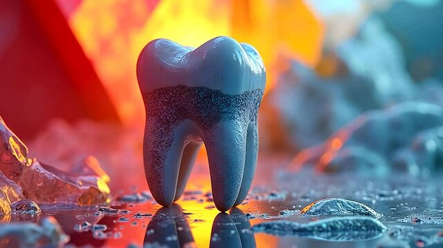 Single Tooth Illustration with Abstract Background