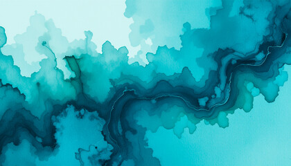 Design an abstract watercolor background in teal, blue, and green Focus on creating a liquid fluid texture that is suitable for backgrounds and banners
