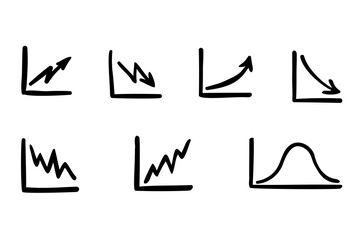 Vector collection of hand drawn economic charts. Economy, financial doodles set.