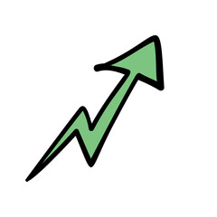 Vector illustration of arrow showing growth. Economy, financial doodles element.