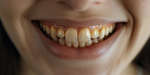 Fototapeta premium Close-up of person's mouth with missing tooth