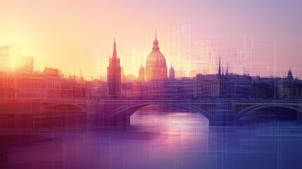 Naklejka premium Europe skyline detailed silhouette. Trendy vector illustration, line art style.