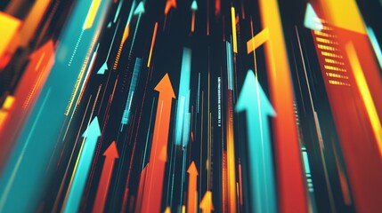 Obraz premium Abstract Upward Trending Arrows Digital Data Flow