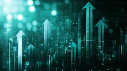 Abstract Teal Arrows Representing Upward Growth Trends