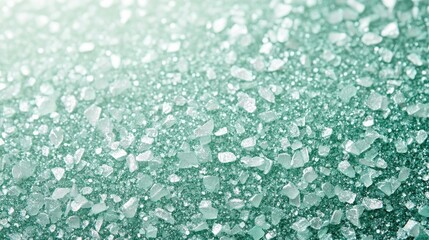 Close-up of turquoise crushed glass with sparkling texture