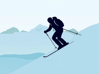 Skifahrer in der Luft vor Bergkulisse