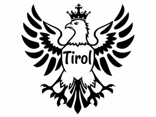 Obraz premium Tiroler Wappen mit Adler und Krone in Schwarz und Weiß