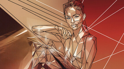 Geometric Woman Portrait Abstract Art Design