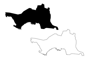 Fototapeta premium Atyrau Region (Republic of Kazakhstan, Regions of Kazakhstan) map vector illustration, scribble sketch Atyrau map