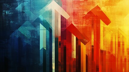 Abstract Artwork Featuring Ascending Arrows In Vibrant Hues