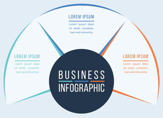 Infographic template business information 3 objects, steps, elements or options infographic design
