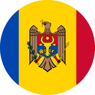 recommend clip art: Moldova country flag icon, round in Moldavian national flag colors
