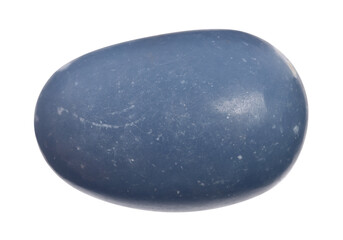 Beautiful blue angelite isolated on white. Natural gemstone