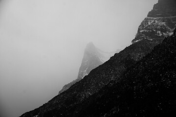 Misty Mountain Silhouette in Ordesa National Park, Pyrenees