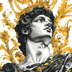 Hand painted watercolor of ancient greek art