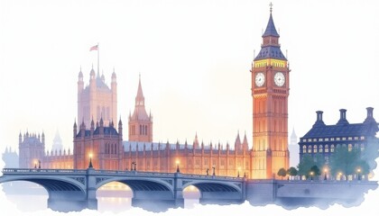 Fototapeta premium Majestic evening view of the iconic Parliament buildings by the River Thames in London