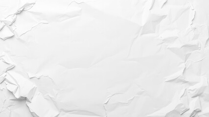 Fototapeta premium Crumpled white paper with messy creases and wrinkles on a plain background, texture, sheet
