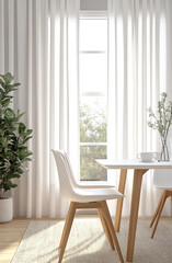Bright, serene daylight dining