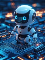 Robot on Computer Motherboard