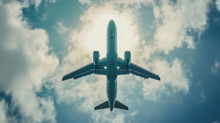 Fototapeta premium Airplane Taking Off, Sky, Clouds, Travel, Transportation